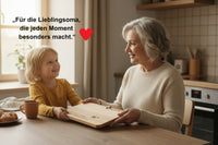 Schneidebrett mit Messer für Oma – „Lieblings OMA“ Geschenk aus Escheholz
