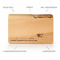 Schneidebrett mit Messer für Opa – „Lieblings OPA“ Geschenk aus Escheholz
